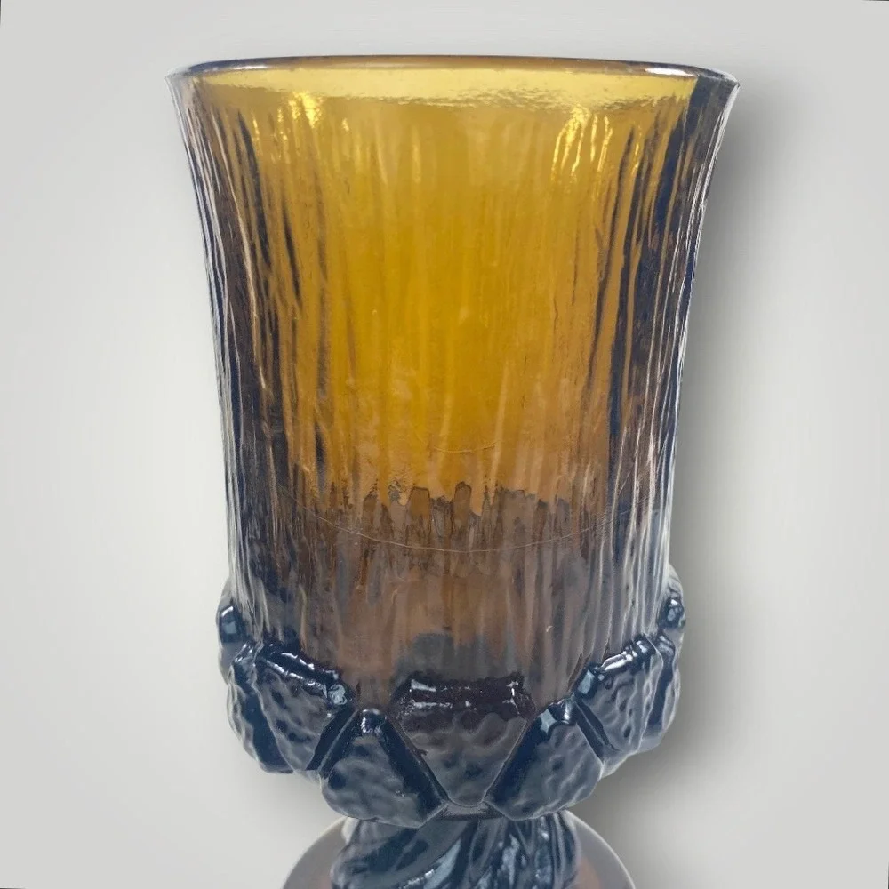 Fostoria Sorrento Brown Glass Water Goblets Set of 6 Vintage 1970s